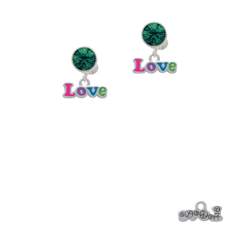 Rainbow Colored Love Crystal Clip On Earrings Image 6