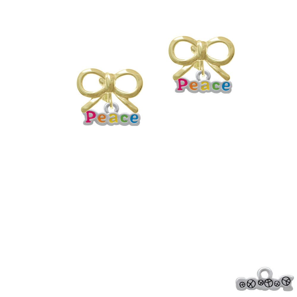 Rainbow Colored Peace Crystal Clip On Earrings Image 10