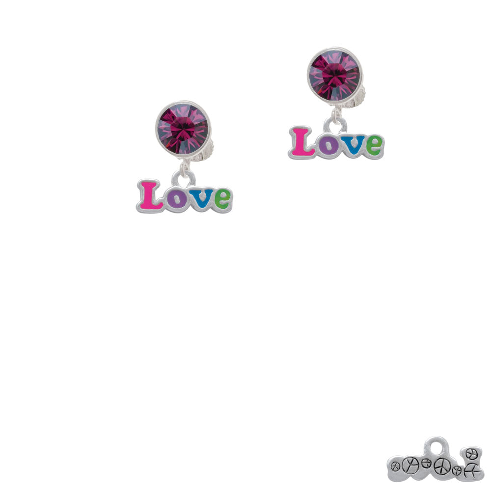 Rainbow Colored Love Crystal Clip On Earrings Image 8