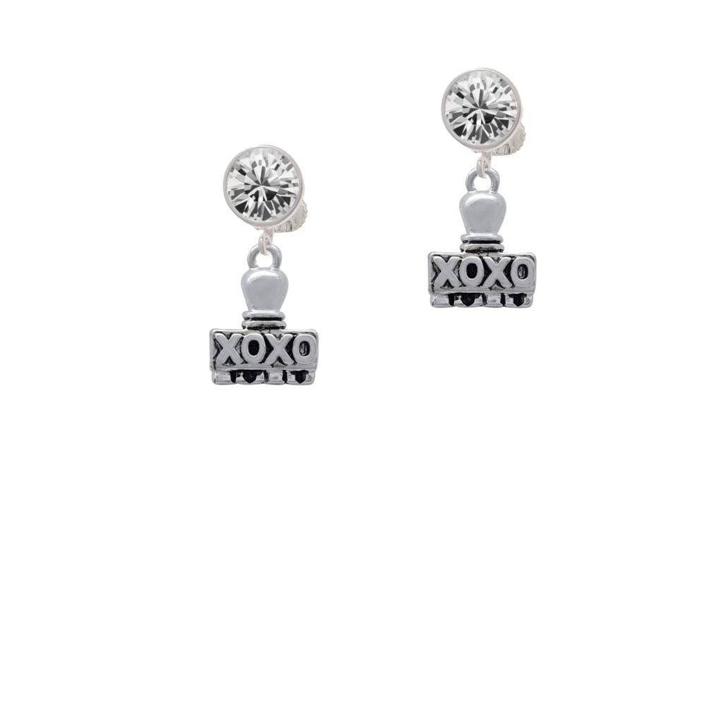 XOXO Stamp Crystal Clip On Earrings Image 2