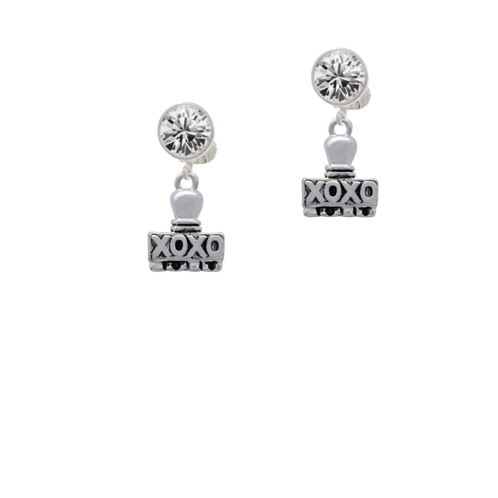 XOXO Stamp Crystal Clip On Earrings Image 1