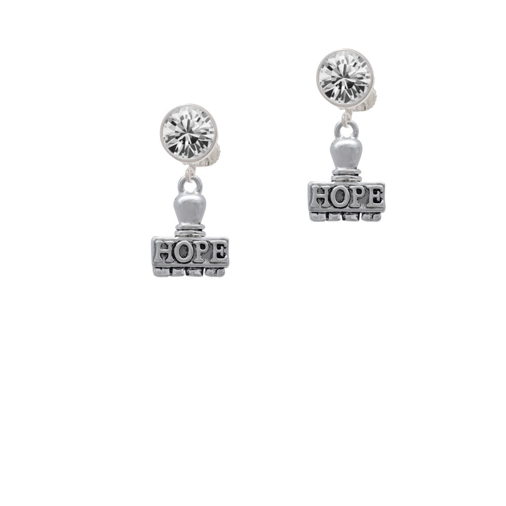 HOPE Stamp Crystal Clip On Earrings Image 2