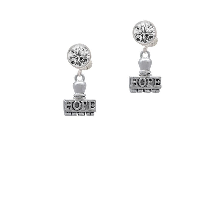 HOPE Stamp Crystal Clip On Earrings Image 1