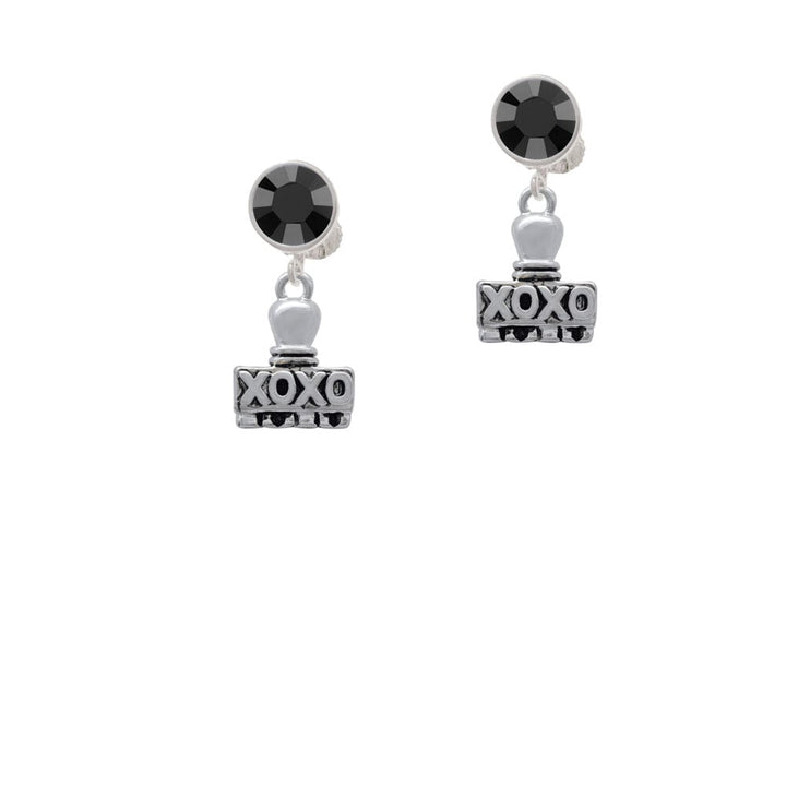 XOXO Stamp Crystal Clip On Earrings Image 1