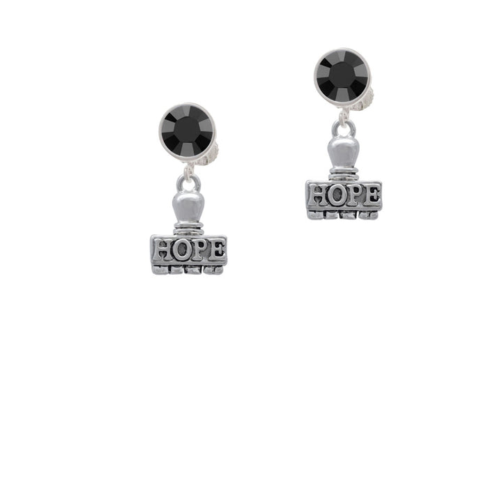 HOPE Stamp Crystal Clip On Earrings Image 3