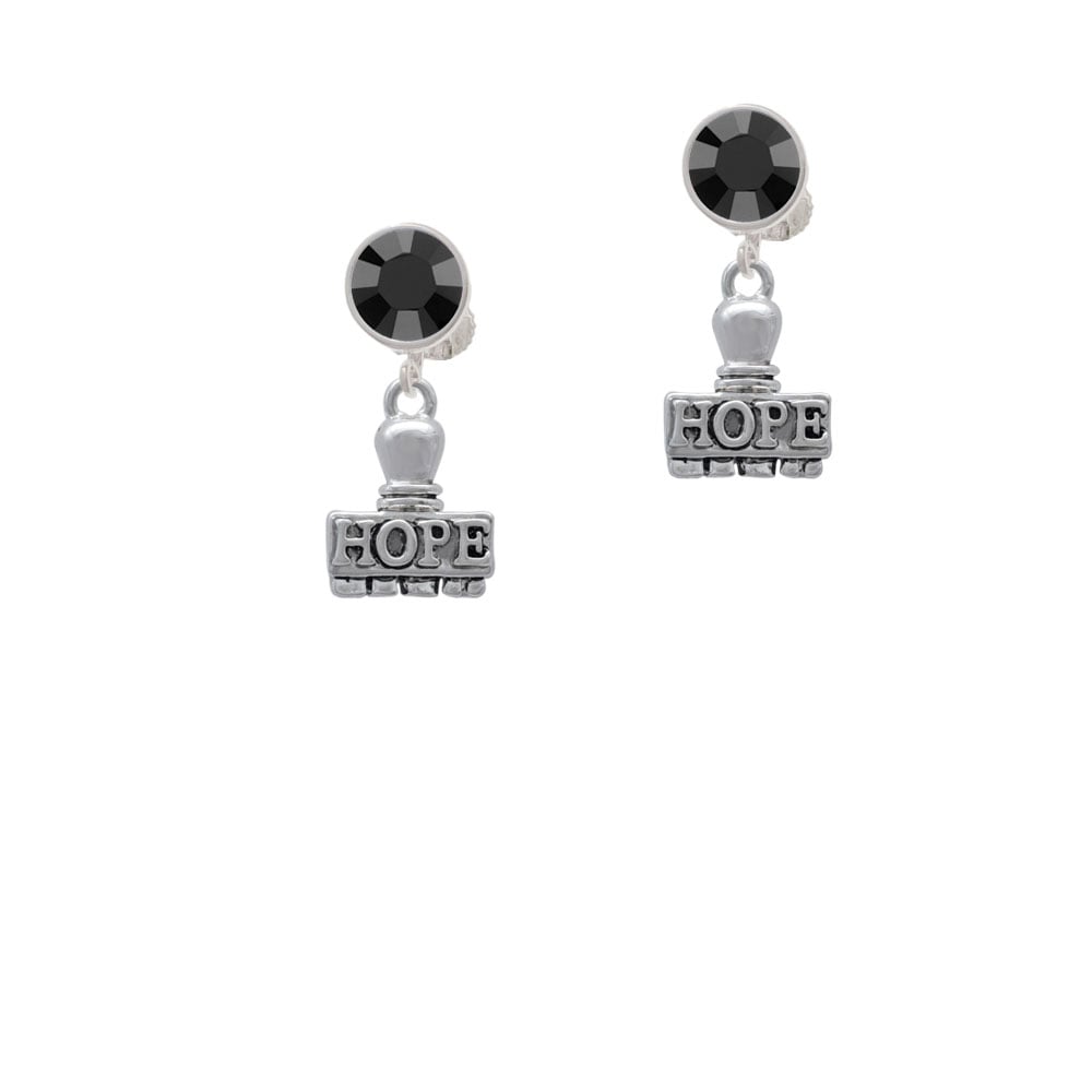 HOPE Stamp Crystal Clip On Earrings Image 1