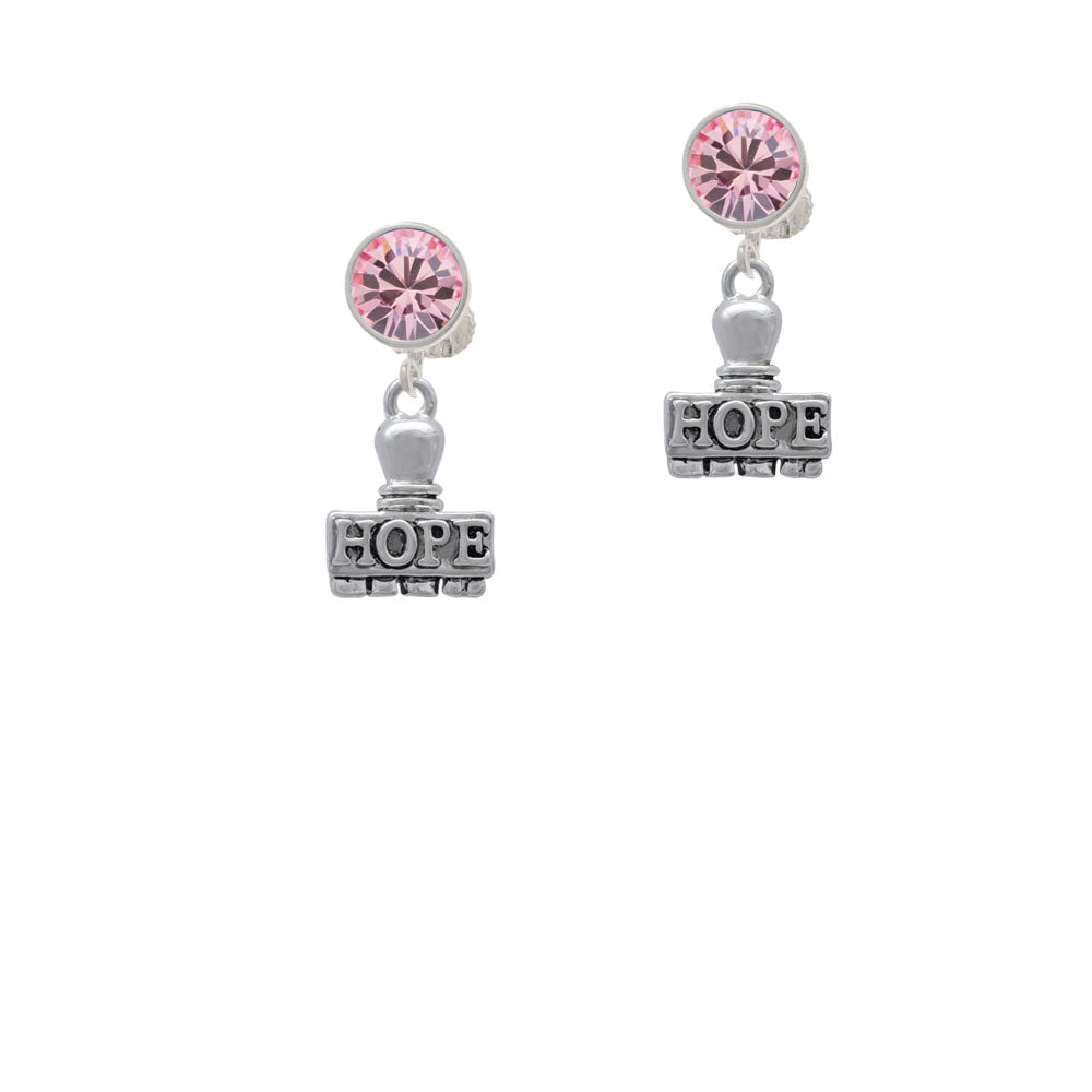 HOPE Stamp Crystal Clip On Earrings Image 4