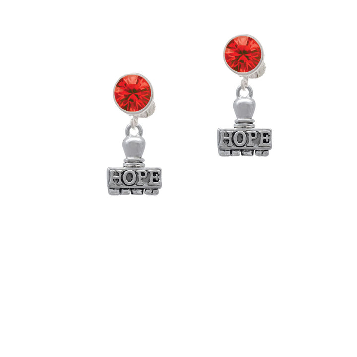 HOPE Stamp Crystal Clip On Earrings Image 4