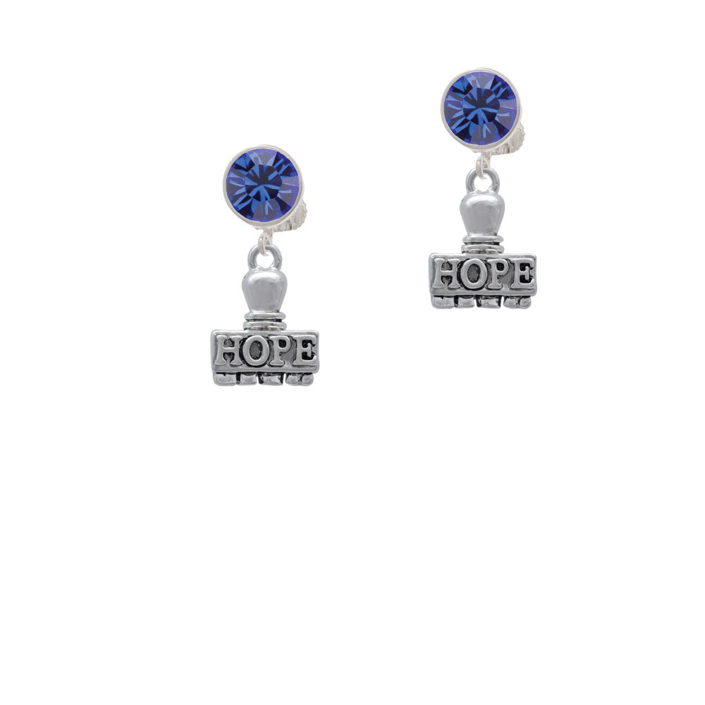 HOPE Stamp Crystal Clip On Earrings Image 7