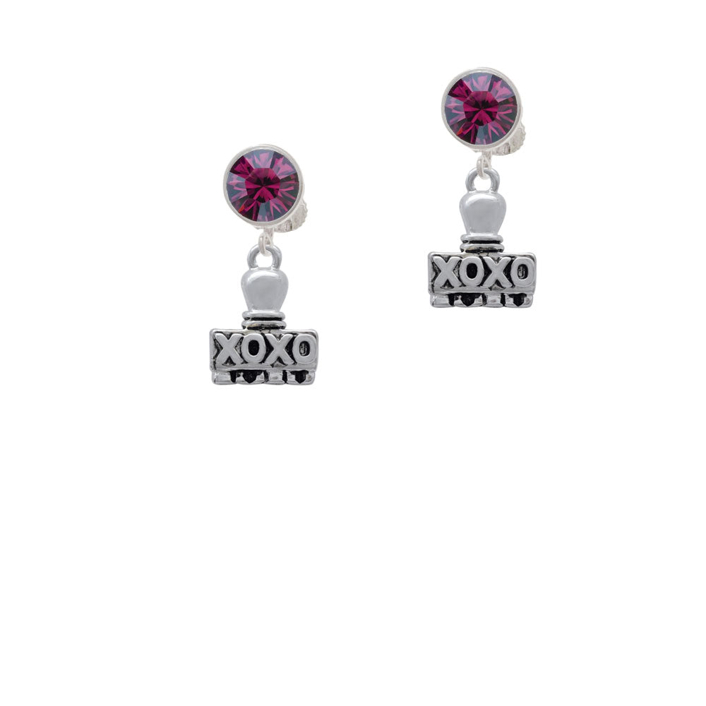 XOXO Stamp Crystal Clip On Earrings Image 8