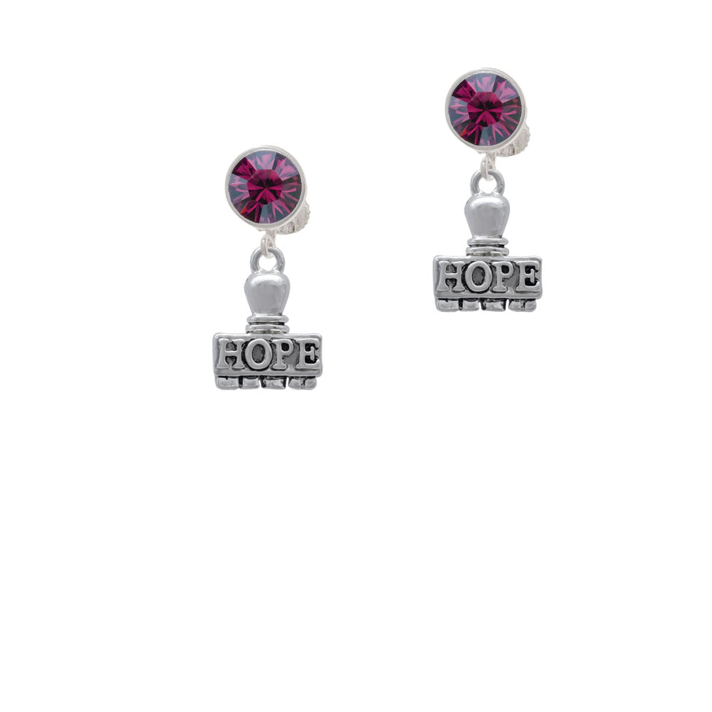 HOPE Stamp Crystal Clip On Earrings Image 8