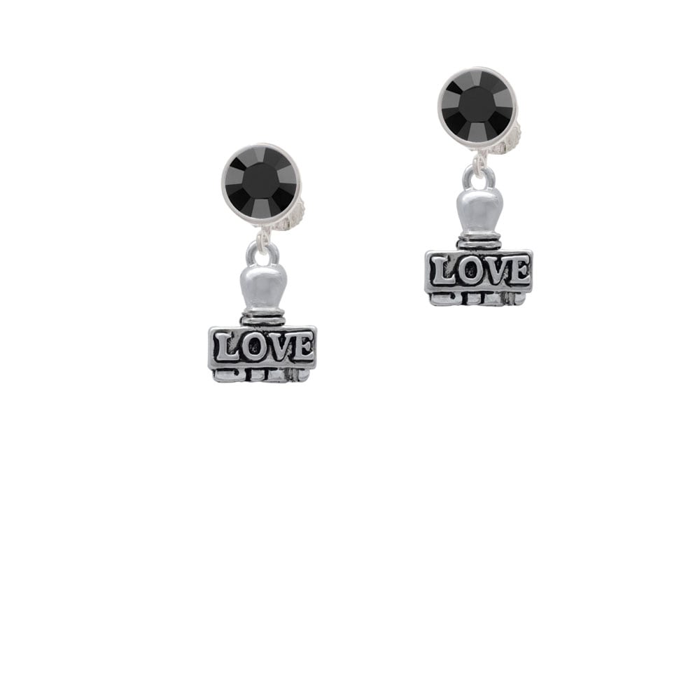 LOVE Stamp Crystal Clip On Earrings Image 3