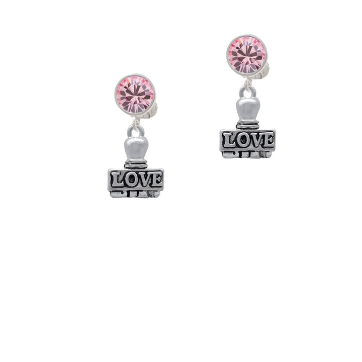 LOVE Stamp Crystal Clip On Earrings Image 4