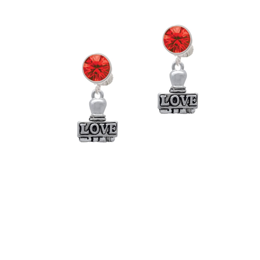 LOVE Stamp Crystal Clip On Earrings Image 4