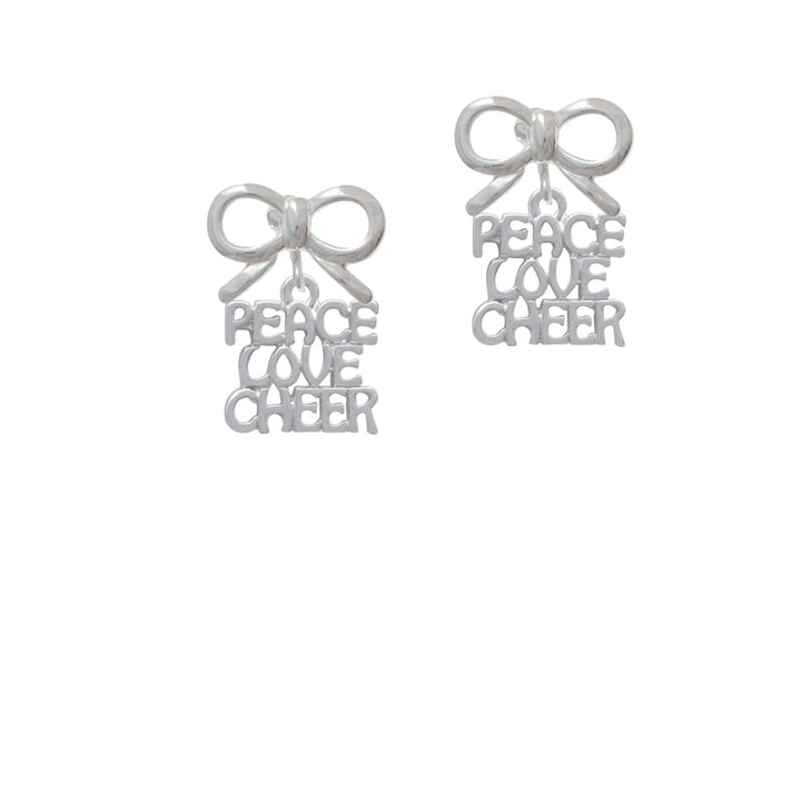 Medium Peace Love Cheer Crystal Clip On Earrings Image 9