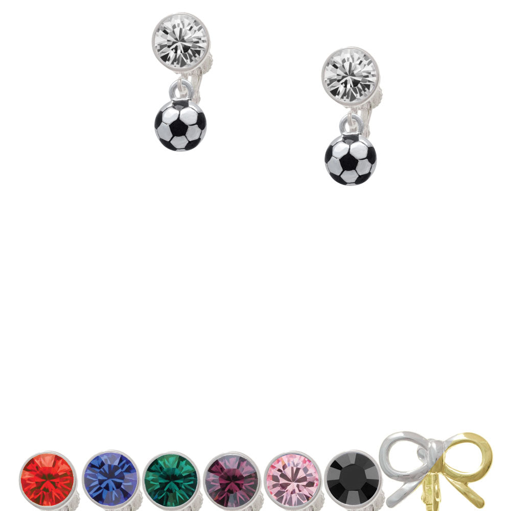 3-D Soccer ball Crystal Clip On Earrings Image 1