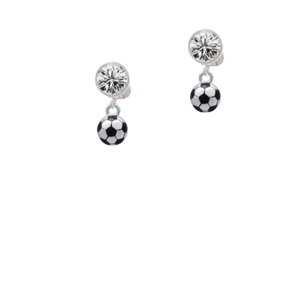 3-D Soccer ball Crystal Clip On Earrings Image 2