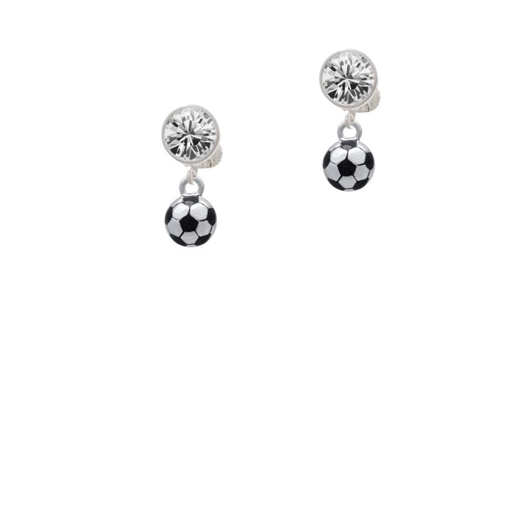 3-D Soccer ball Crystal Clip On Earrings Image 1