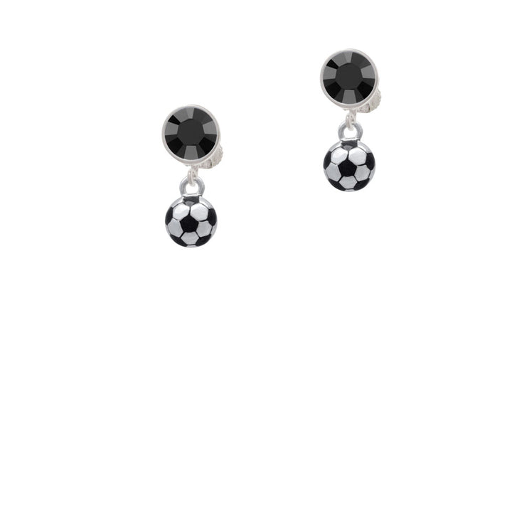 3-D Soccer ball Crystal Clip On Earrings Image 3