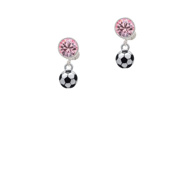 3-D Soccer ball Crystal Clip On Earrings Image 4