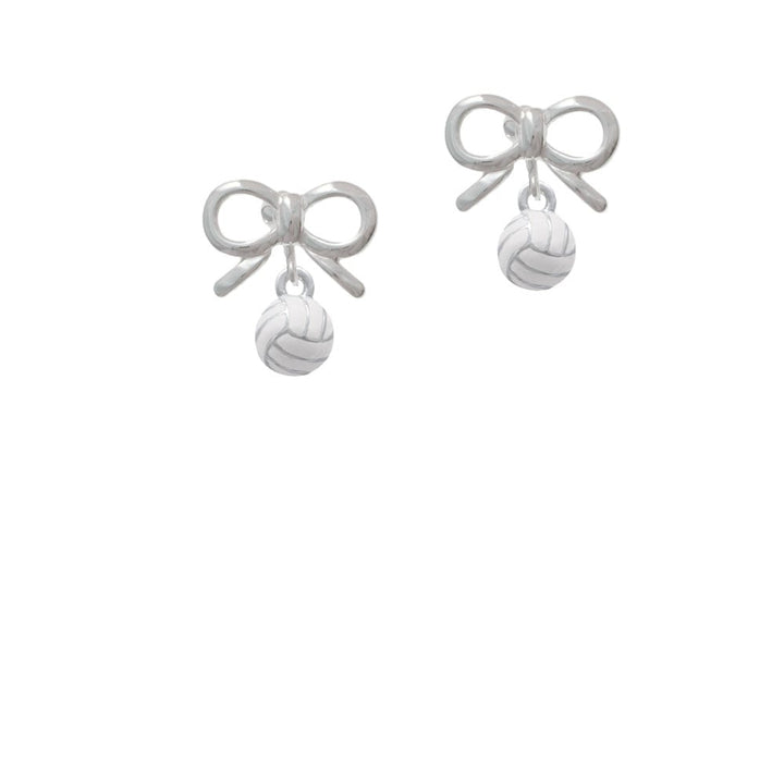 3-D White Volleyball Crystal Clip On Earrings Image 9