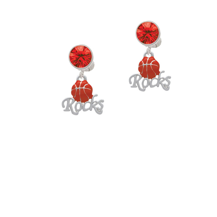 Enamel Basketball Rocks Crystal Clip On Earrings Image 4