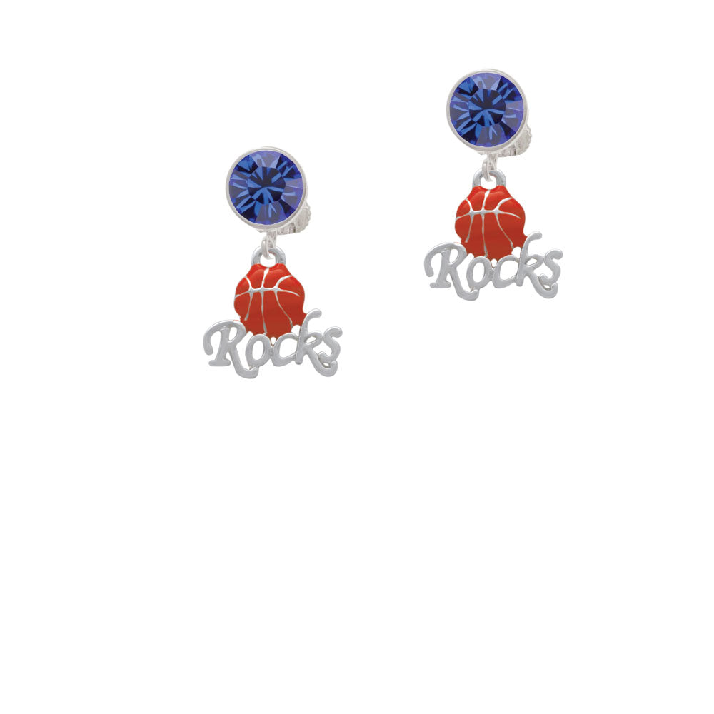 Enamel Basketball Rocks Crystal Clip On Earrings Image 7