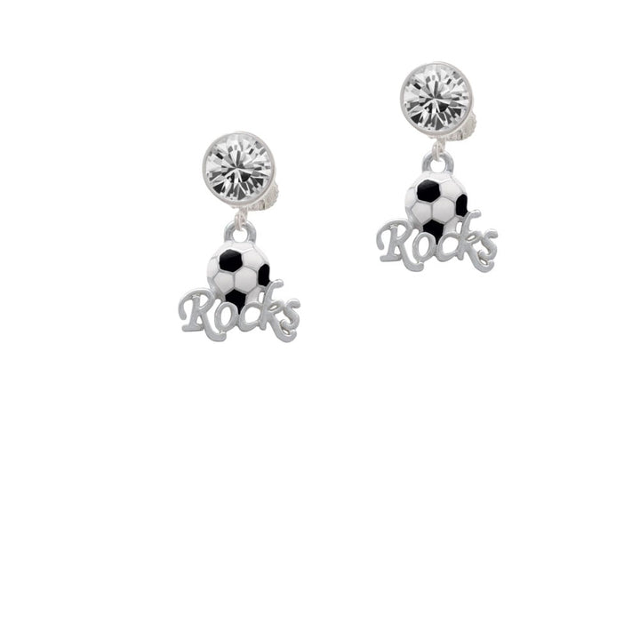 Enamel Soccer ball Rocks Crystal Clip On Earrings Image 1