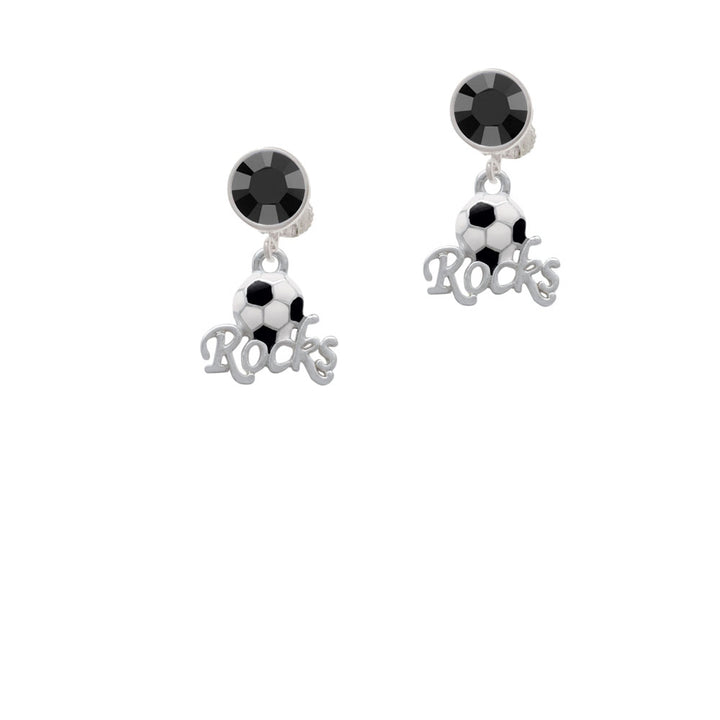 Enamel Soccer ball Rocks Crystal Clip On Earrings Image 3