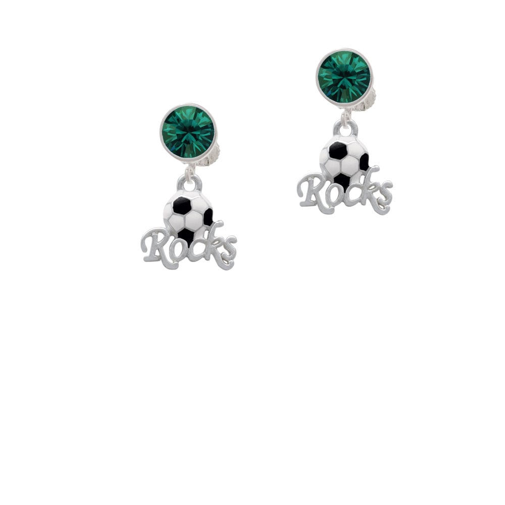 Enamel Soccer ball Rocks Crystal Clip On Earrings Image 6