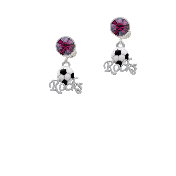 Enamel Soccer ball Rocks Crystal Clip On Earrings Image 8