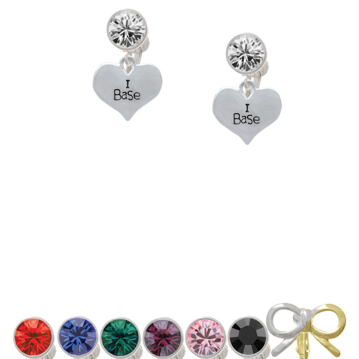 I Base Heart Crystal Clip On Earrings Image 1