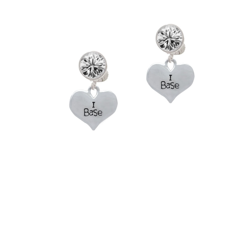 I Base Heart Crystal Clip On Earrings Image 2