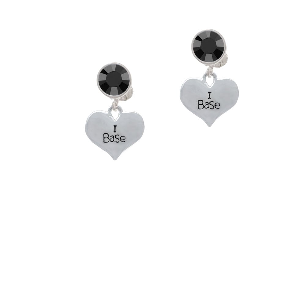 I Base Heart Crystal Clip On Earrings Image 3