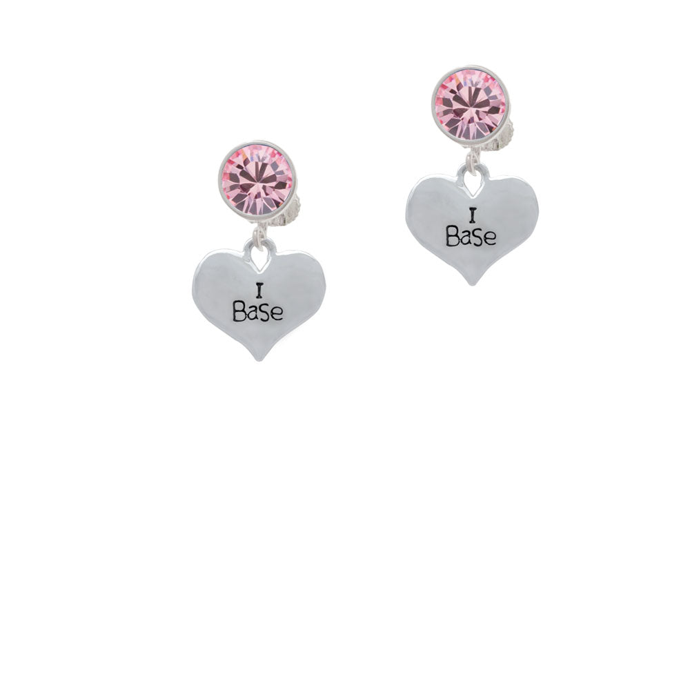 I Base Heart Crystal Clip On Earrings Image 4