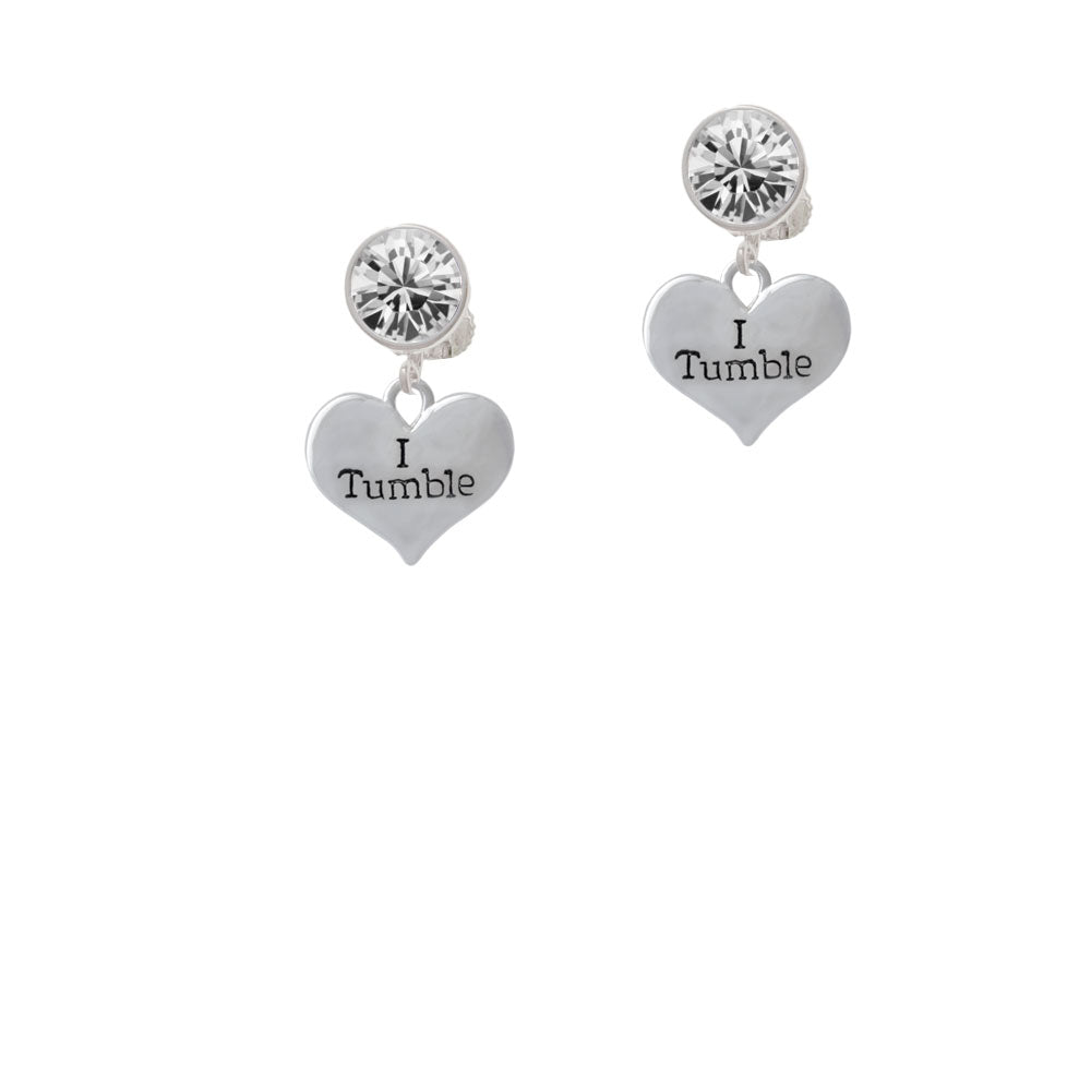 I Tumble Heart Crystal Clip On Earrings Image 2