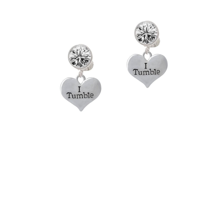 I Tumble Heart Crystal Clip On Earrings Image 1