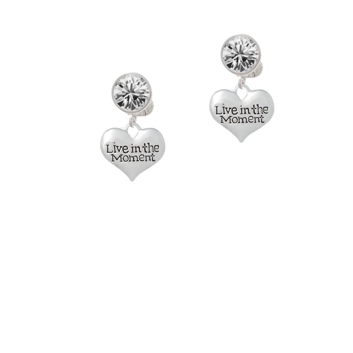 Live in the Moment Heart Crystal Clip On Earrings Image 1