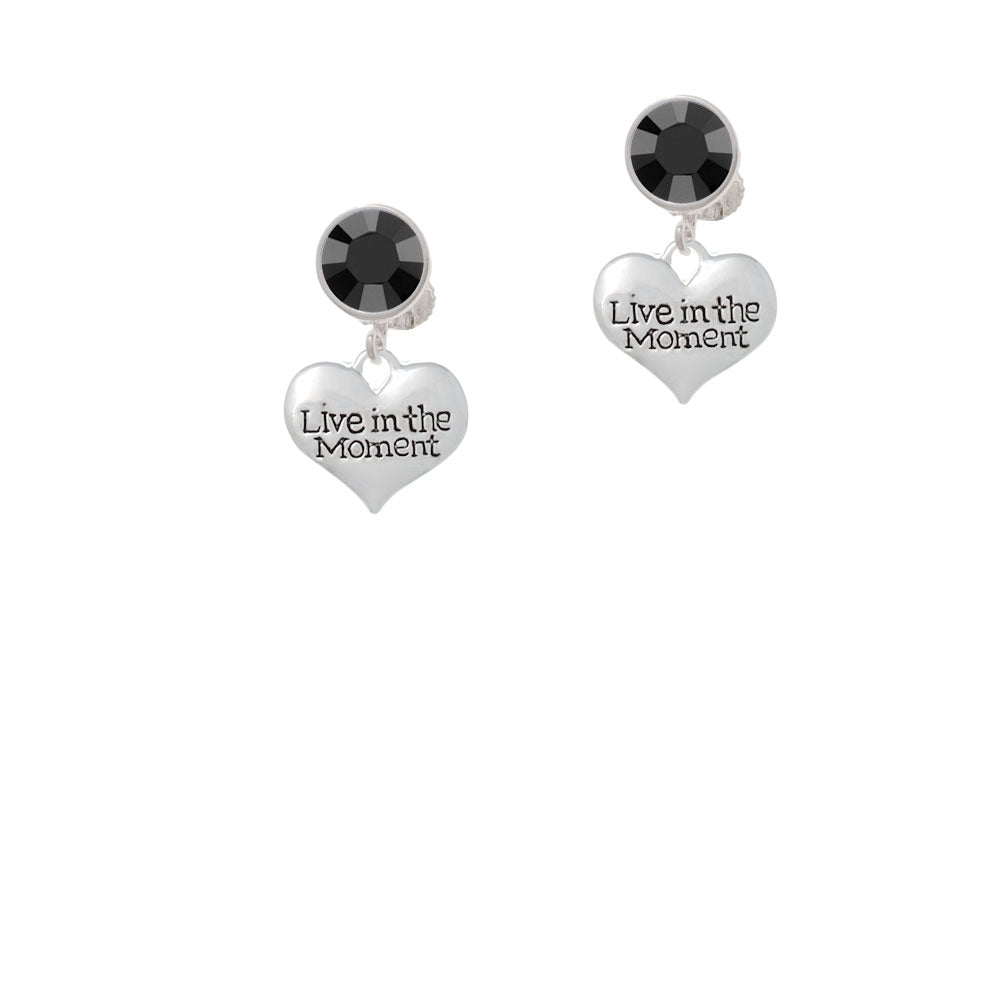 Live in the Moment Heart Crystal Clip On Earrings Image 3