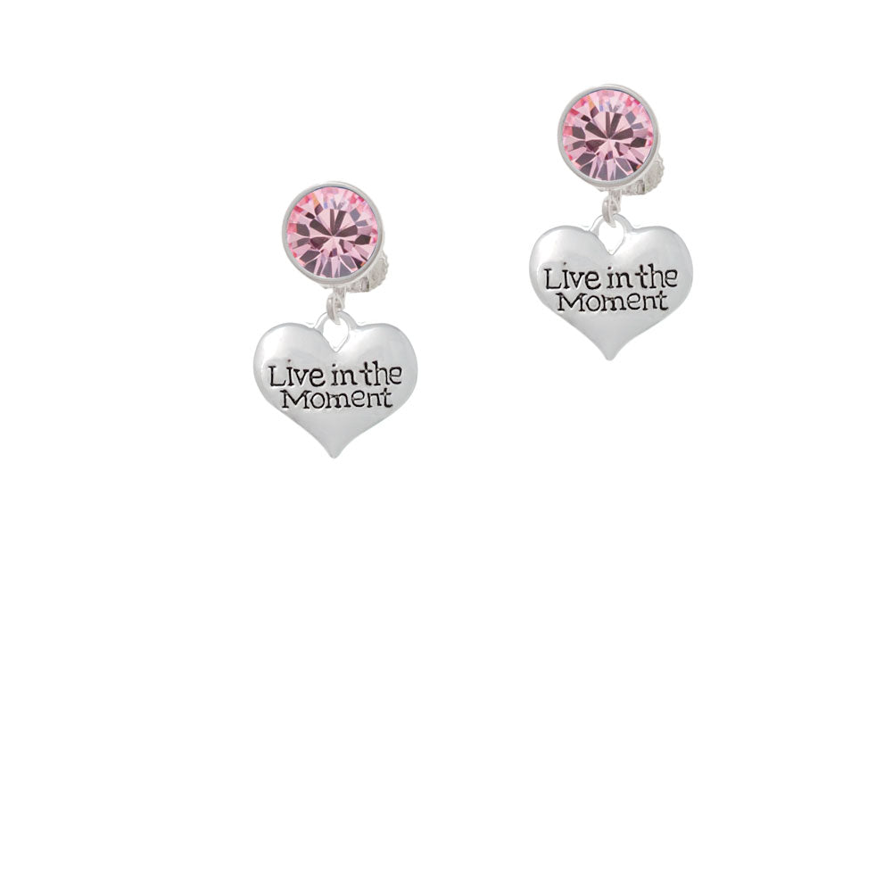 Live in the Moment Heart Crystal Clip On Earrings Image 4