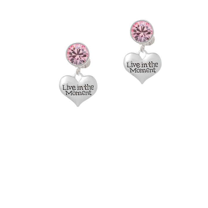 Live in the Moment Heart Crystal Clip On Earrings Image 4