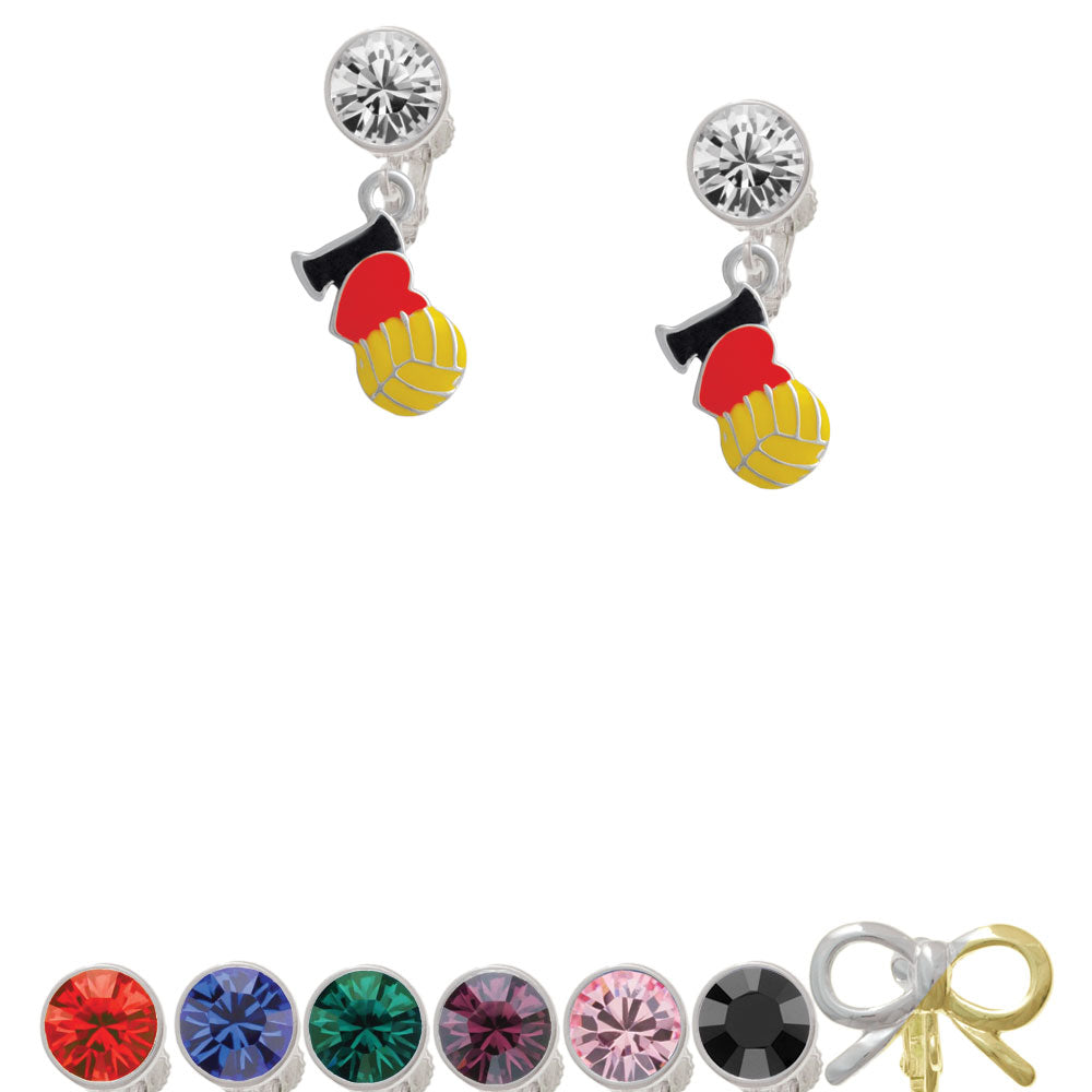 I Love Water polo - Red Heart Crystal Clip On Earrings Image 1