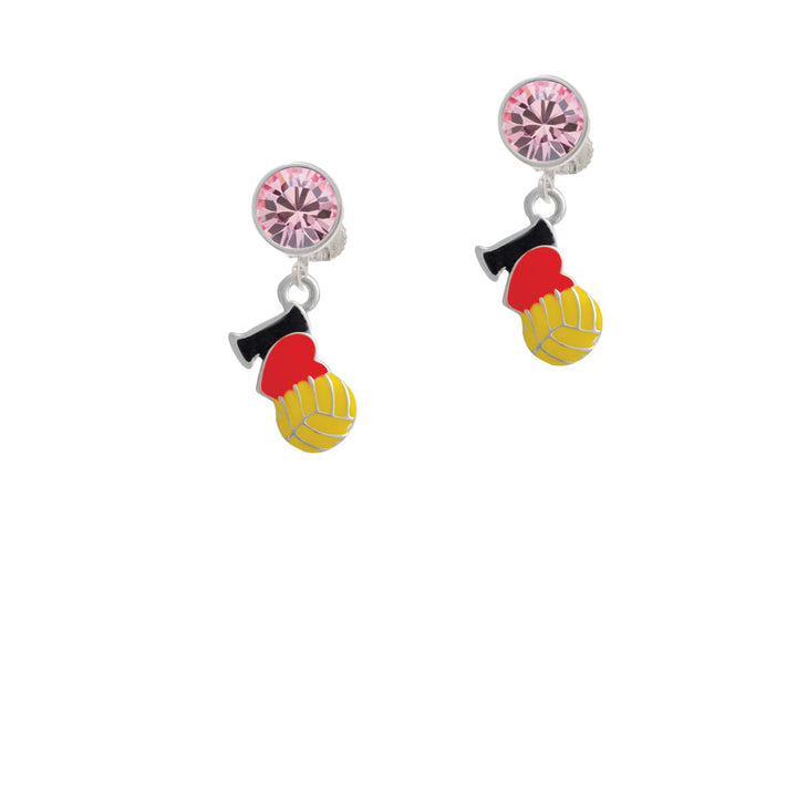 I Love Water polo - Red Heart Crystal Clip On Earrings Image 4