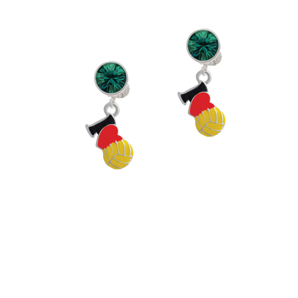 I Love Water polo - Red Heart Crystal Clip On Earrings Image 6