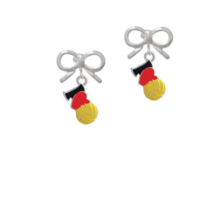 I Love Water polo - Red Heart Crystal Clip On Earrings Image 9