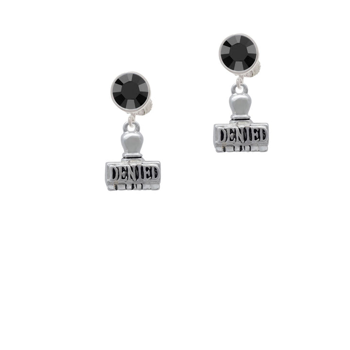 3-D Denied Stamp Crystal Clip On Earrings Image 3