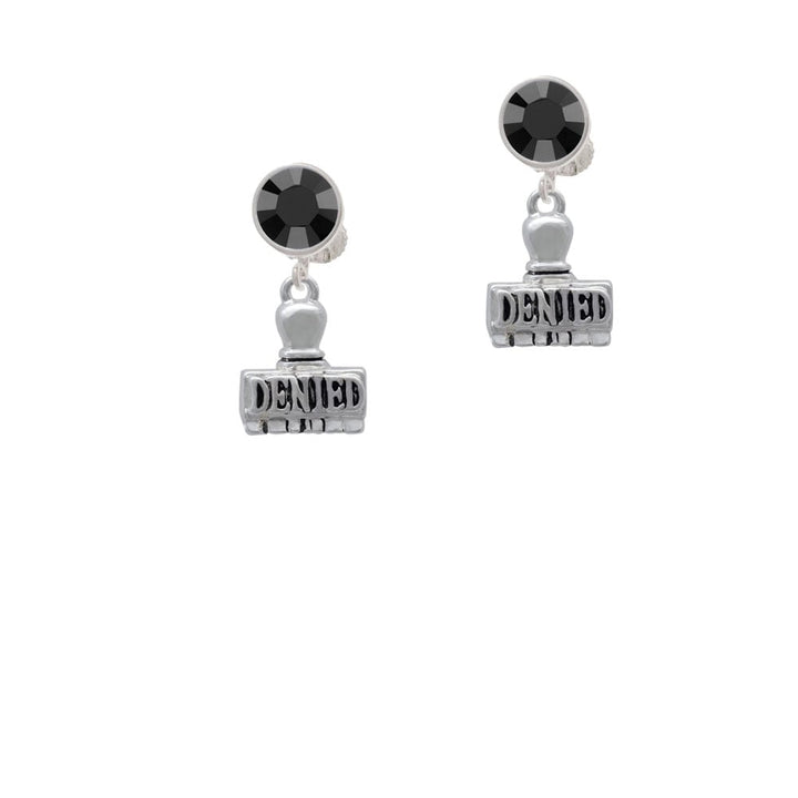 3-D Denied Stamp Crystal Clip On Earrings Image 1