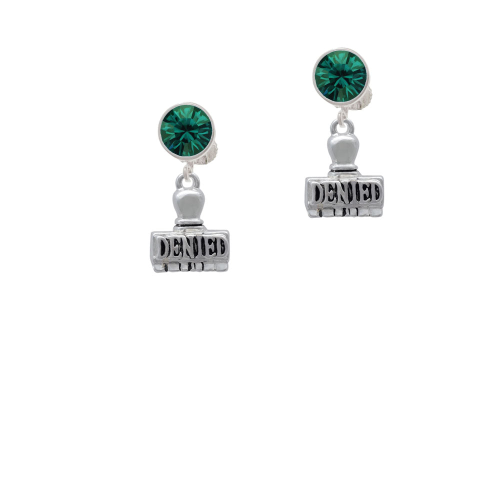 3-D Denied Stamp Crystal Clip On Earrings Image 6