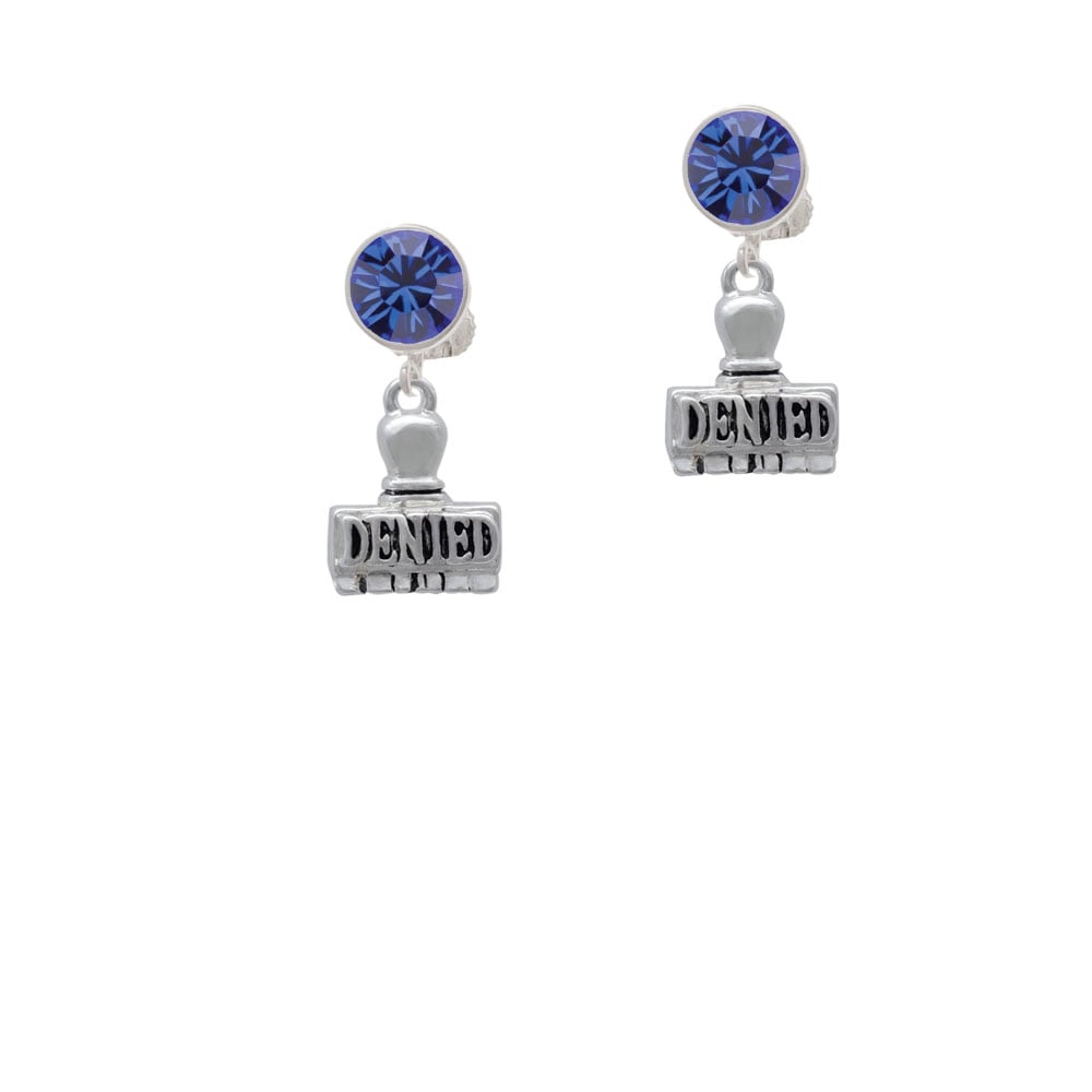 3-D Denied Stamp Crystal Clip On Earrings Image 7