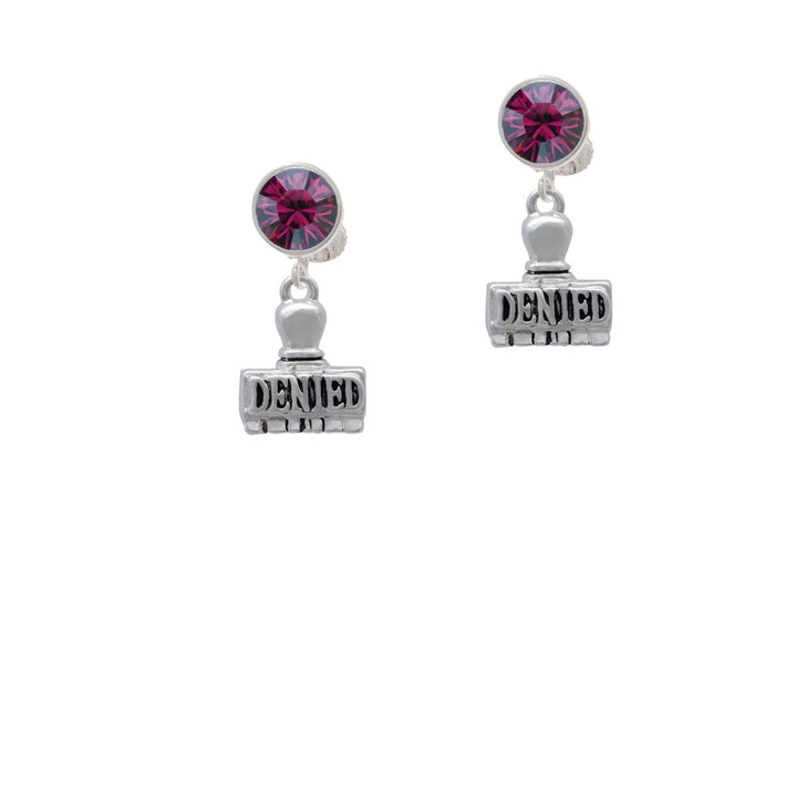 3-D Denied Stamp Crystal Clip On Earrings Image 8